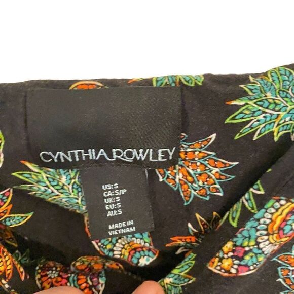 Cynthia Rowley Black & Yellow Pineapple Print Skater Dress Small Playful Chic - Picture 3 of 9